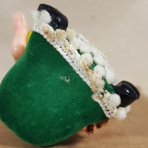 Vintage Flocked Plastic Face Little Miss Muffet Ornament - Picture 9 of 12